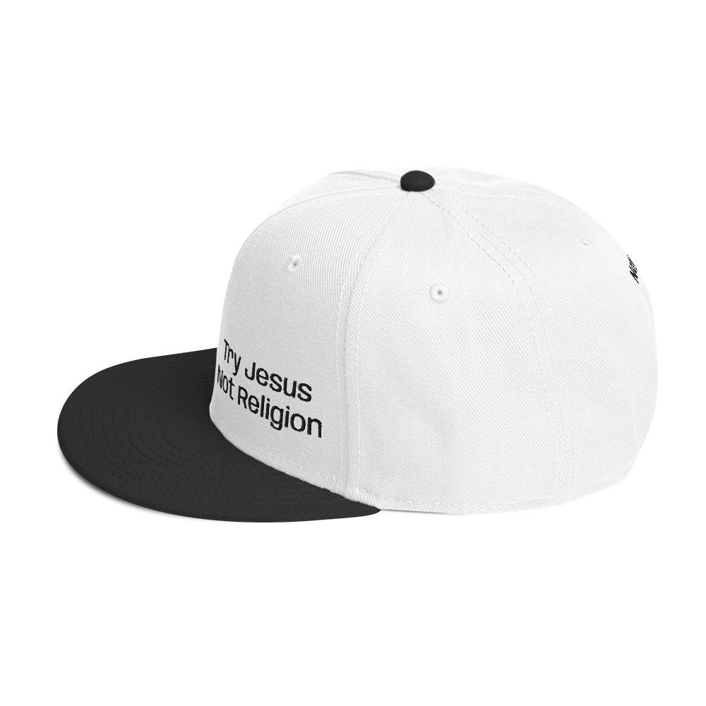 Try Jesus Not Religion Snapback Hat