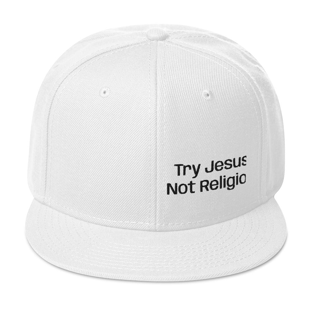 Try Jesus Not Religion Snapback Hat