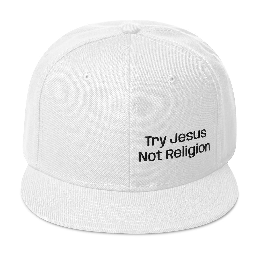Try Jesus Not Religion Snapback Hat